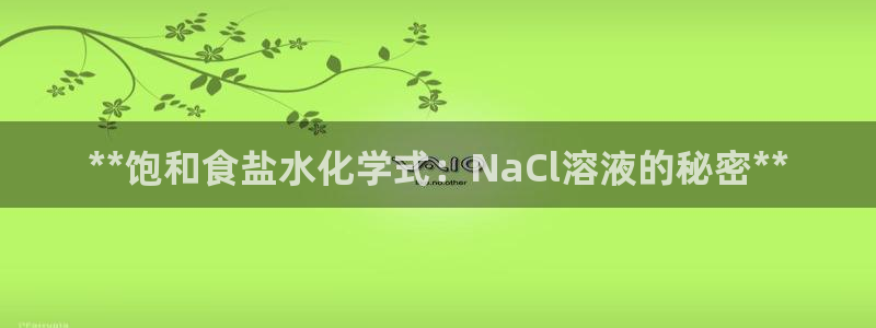 威九国际66在线：**饱和食盐水化学式：NaCl溶液的秘密*